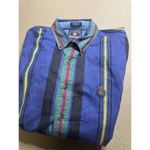 CHAPS Ralph Lauren VTG Colorblock Crest BUTTON‎ DOWN - Size XL